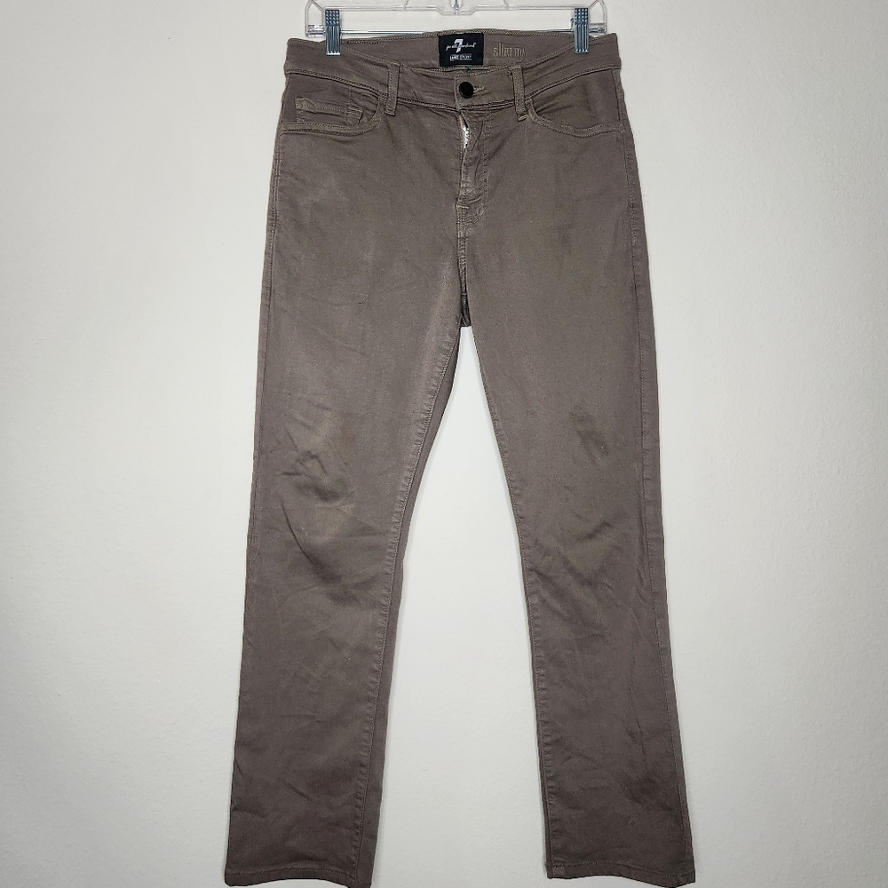 7 for all mankind mens 31 slimmy luxe sport straight brown pants